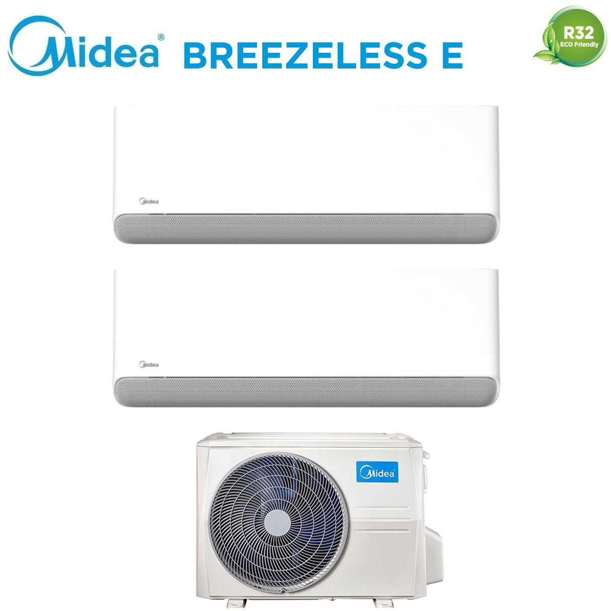 Midea Dual Split Inverter Air Conditioner Breezeless+ 9+12 Series With M2od-18hfn8-Q R-32 Integrated Wi-Fi 9000+12000 - New