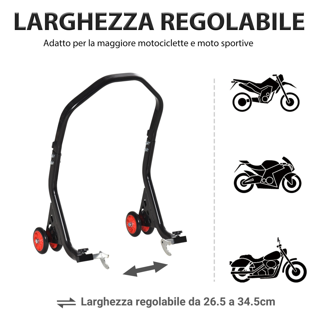 easycomfort easycomfort cavalletto alzamoto posteriore universale e regolabile cavalletto spostamoto per moto sportive fino 200kg nero