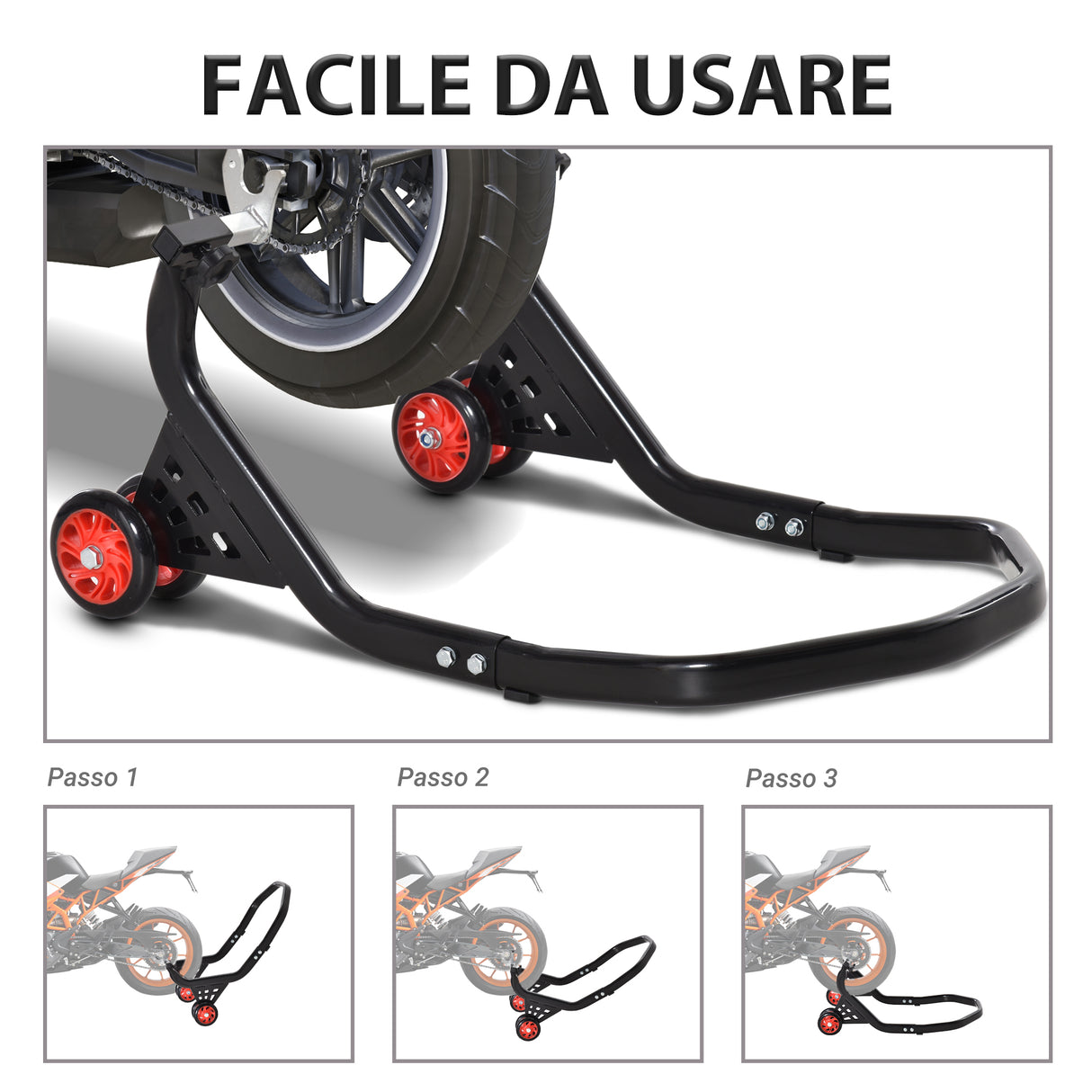 easycomfort easycomfort cavalletto alzamoto posteriore universale e regolabile cavalletto spostamoto per moto sportive fino 200kg nero