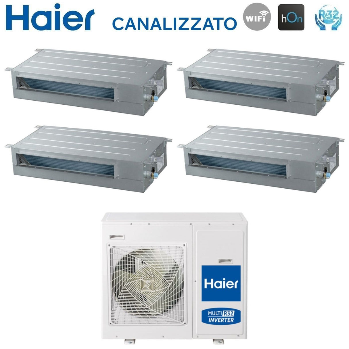 Haier Air Conditioner Quadri Split Inverter Series Ducted Slim 9+9+12+12 With 4u85s2sh1fa R32 Wifi Optional 9000+9000+12000+12000
