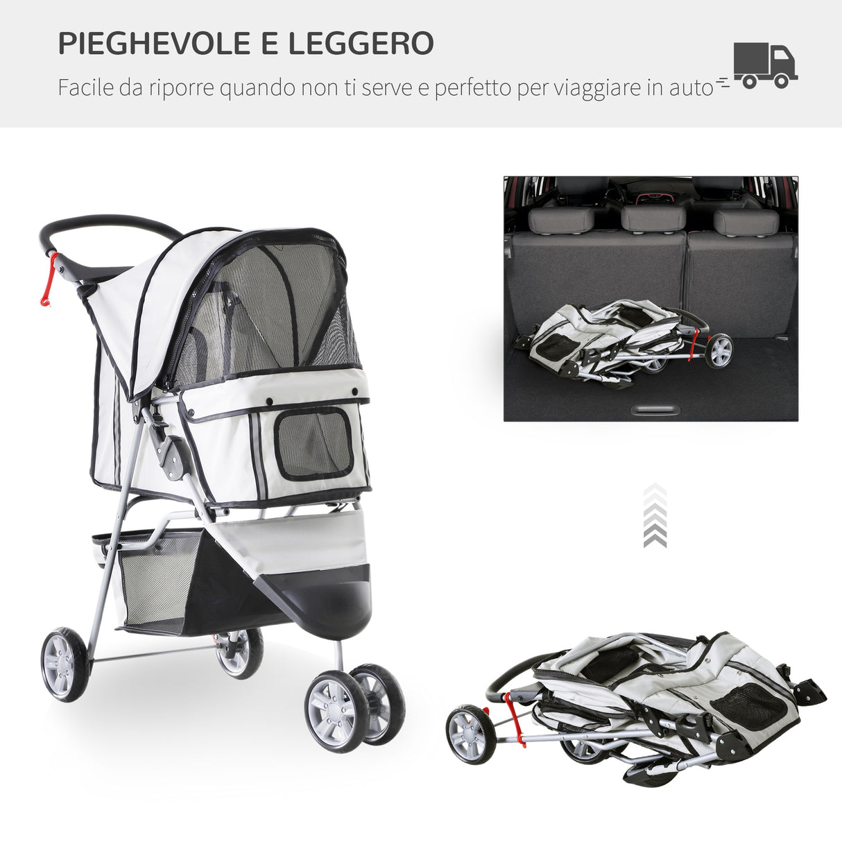 easycomfort easycomfort passeggino per cani carrello per animali domestici grigio 75 x 45 x 97cm ean 8054111849579