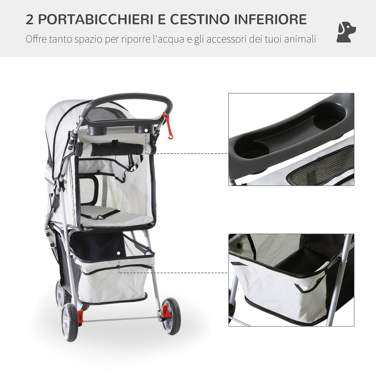 easycomfort easycomfort passeggino per cani carrello per animali domestici grigio 75 x 45 x 97cm ean 8054111849579