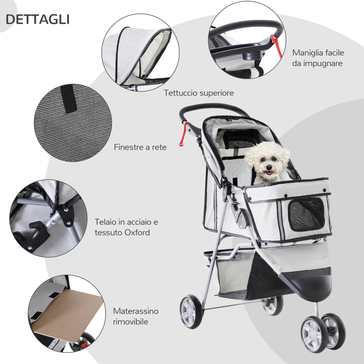 easycomfort easycomfort passeggino per cani carrello per animali domestici grigio 75 x 45 x 97cm ean 8054111849579