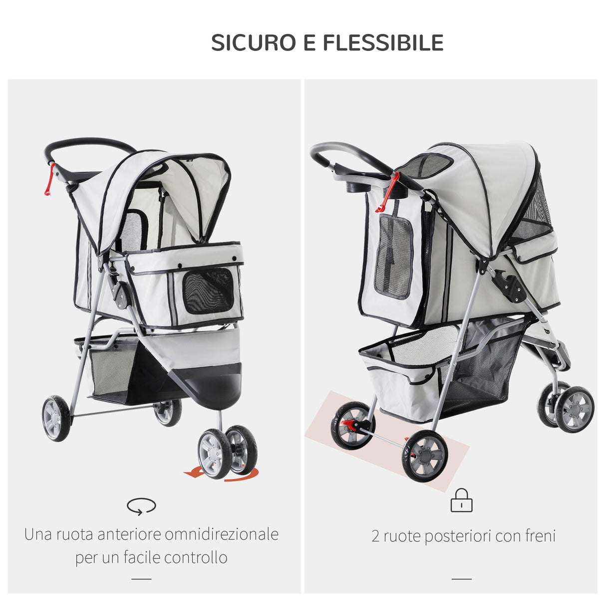 easycomfort easycomfort passeggino per cani carrello per animali domestici grigio 75 x 45 x 97cm ean 8054111849579