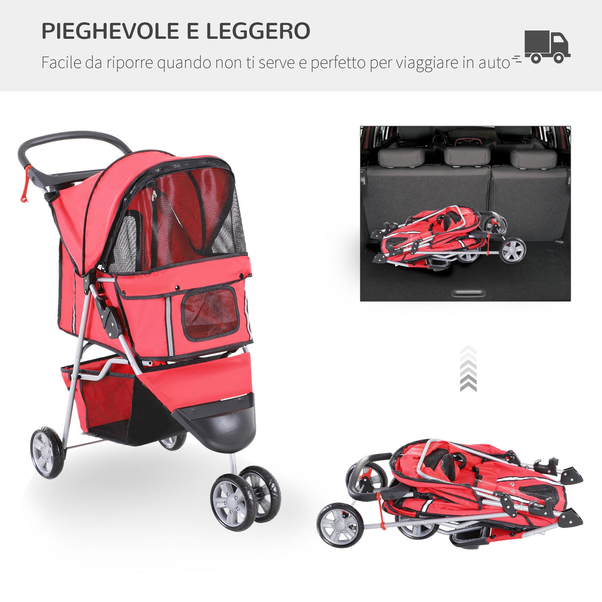 easycomfort easycomfort passeggino per cani carrello per animali domestici rosso 75x45x97cm ean 8054111849777