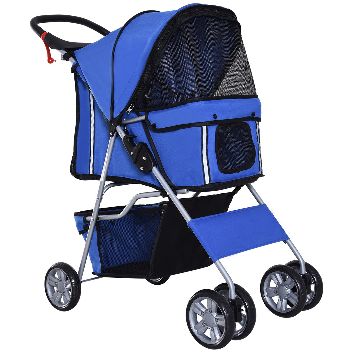 easycomfort easycomfort passeggino per cani pieghevole in tessuto con cestino e portabicchieri 75x45x97cm blu