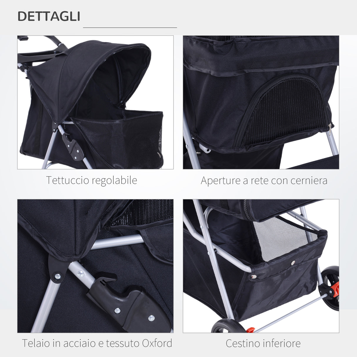 easycomfort easycomfort passeggino per animali domestici pieghevole nero 77x47x101cm ean 8054144130842