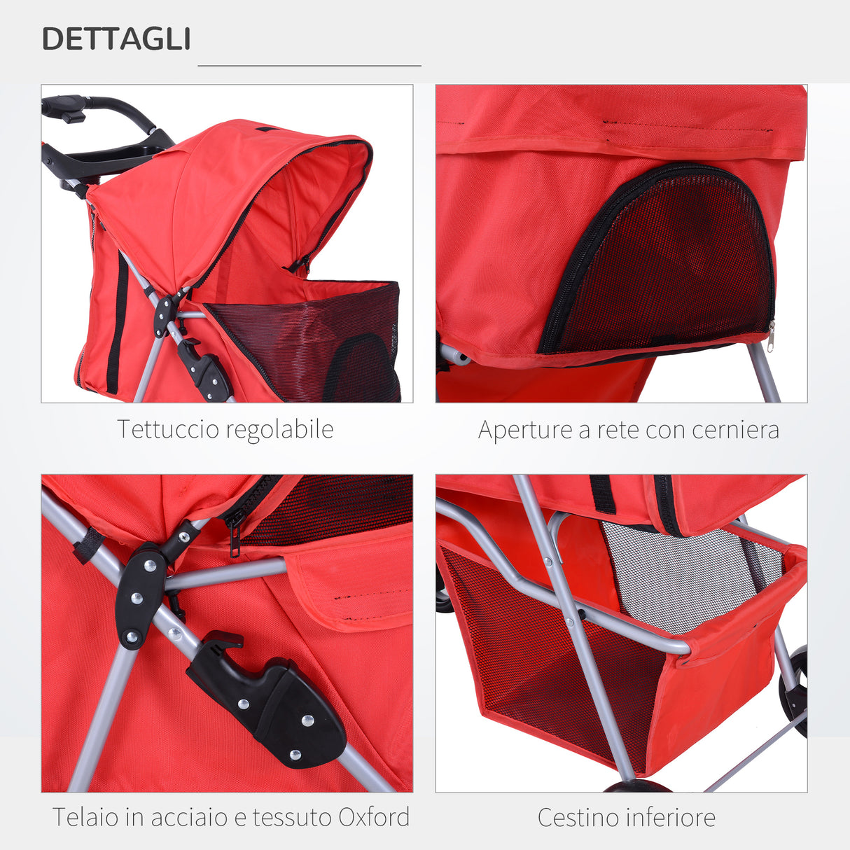 easycomfort easycomfort passeggino per animali domestici pieghevole rosso 75 x 46 x 94 cm ean 8054144130552