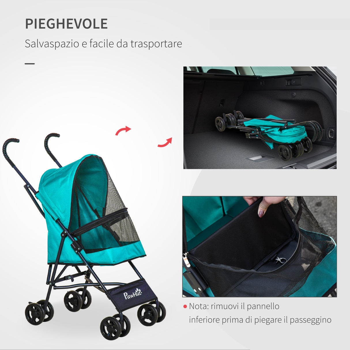 easycomfort easycomfort passeggino per cani piccoli pieghevole ruote con freno in eva e guinzaglio di sicurezza verde