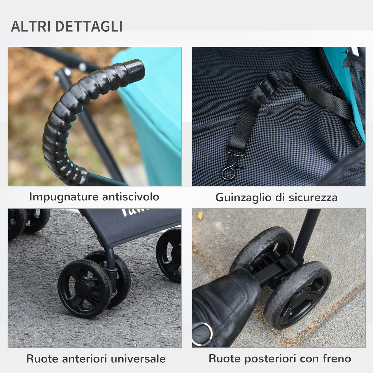 easycomfort easycomfort passeggino per cani piccoli pieghevole ruote con freno in eva e guinzaglio di sicurezza verde