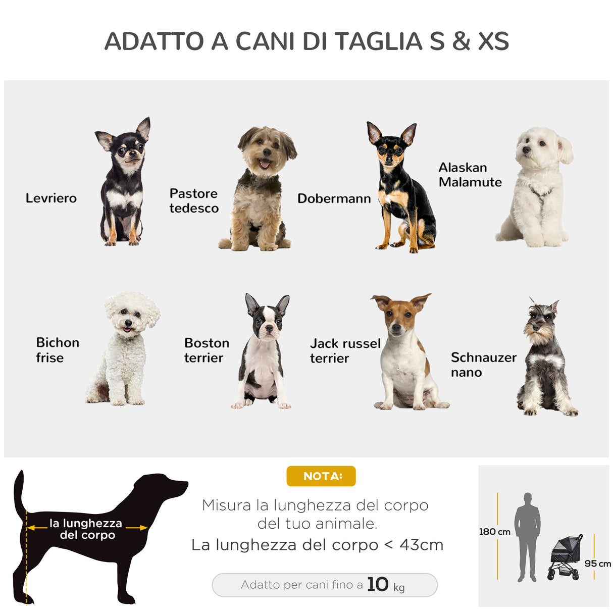 easycomfort easycomfort passeggino per cani piccoli pieghevole con maniglione girevole ruote in eva e cestino portaoggetti nero