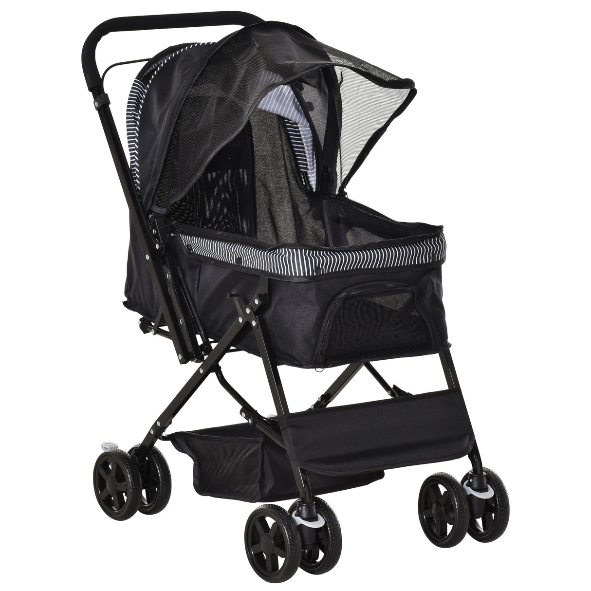 easycomfort easycomfort passeggino per cani piccoli pieghevole con maniglione girevole ruote in eva e cestino portaoggetti nero