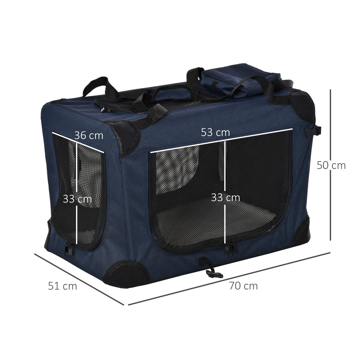 easycomfort easycomfort borsa per cani a 3 ingressi con cuscino e sacche portaoggetti in tessuto oxford blu e metallo 70x51x50 cm