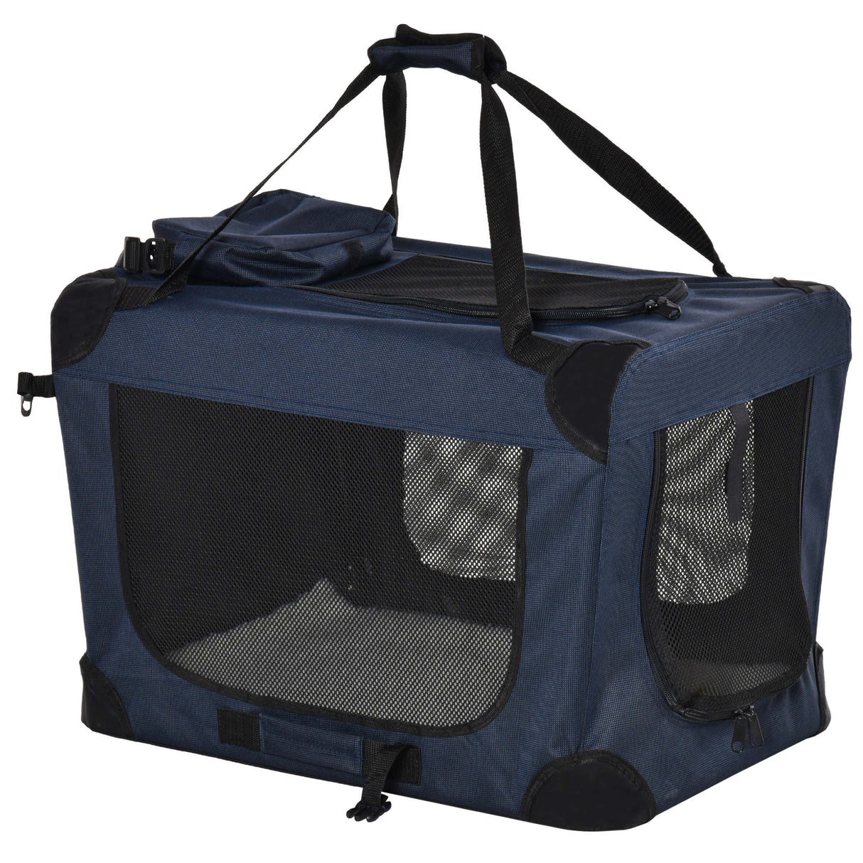 easycomfort easycomfort borsa per cani a 3 ingressi con cuscino e sacche portaoggetti in tessuto oxford blu e metallo 70x51x50 cm