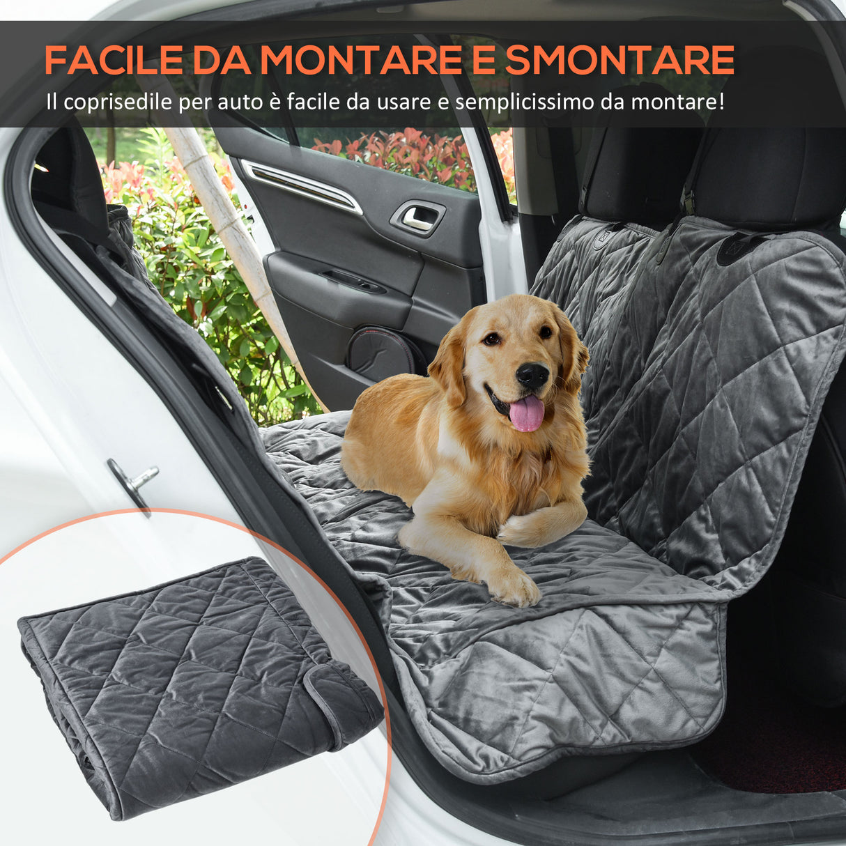 easycomfort easycomfort telo coprisedile per auto effetto velluto con fondo antiscivolo e cinghie di fissaggio 160x145cm grigio