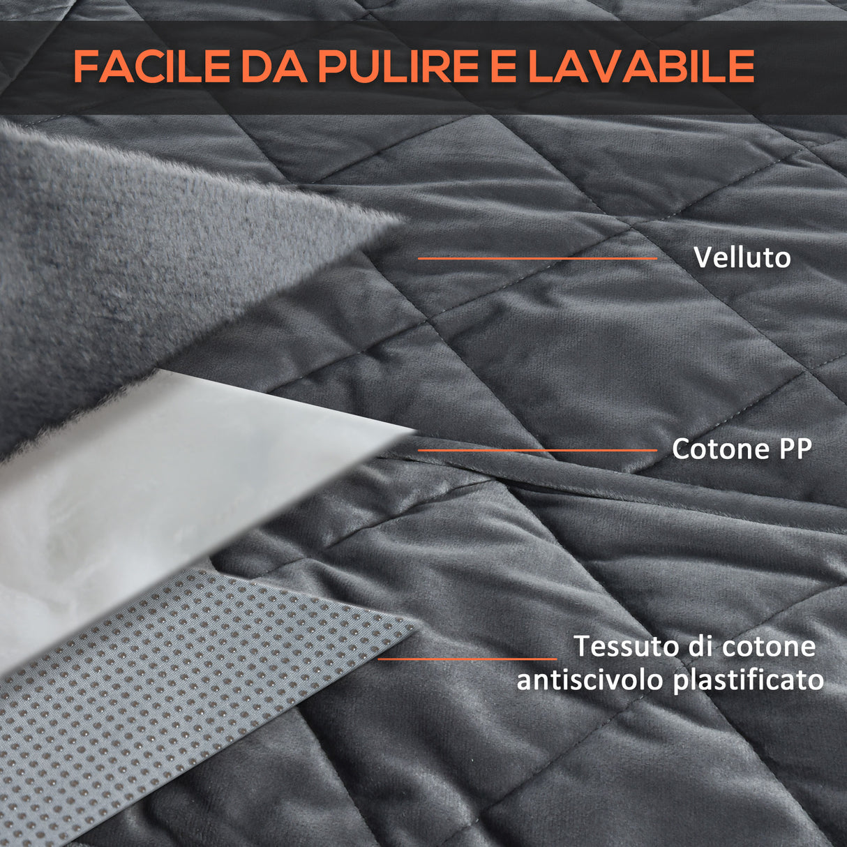 easycomfort easycomfort telo coprisedile per auto effetto velluto con fondo antiscivolo e cinghie di fissaggio 160x145cm grigio