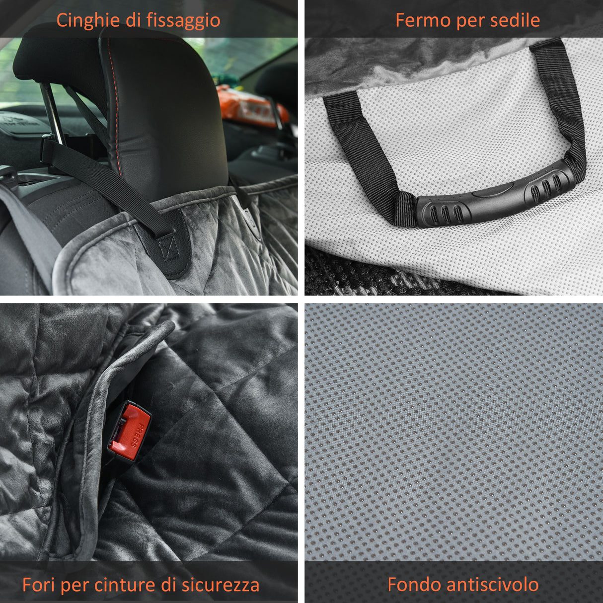 easycomfort easycomfort telo coprisedile per auto effetto velluto con fondo antiscivolo e cinghie di fissaggio 160x145cm grigio