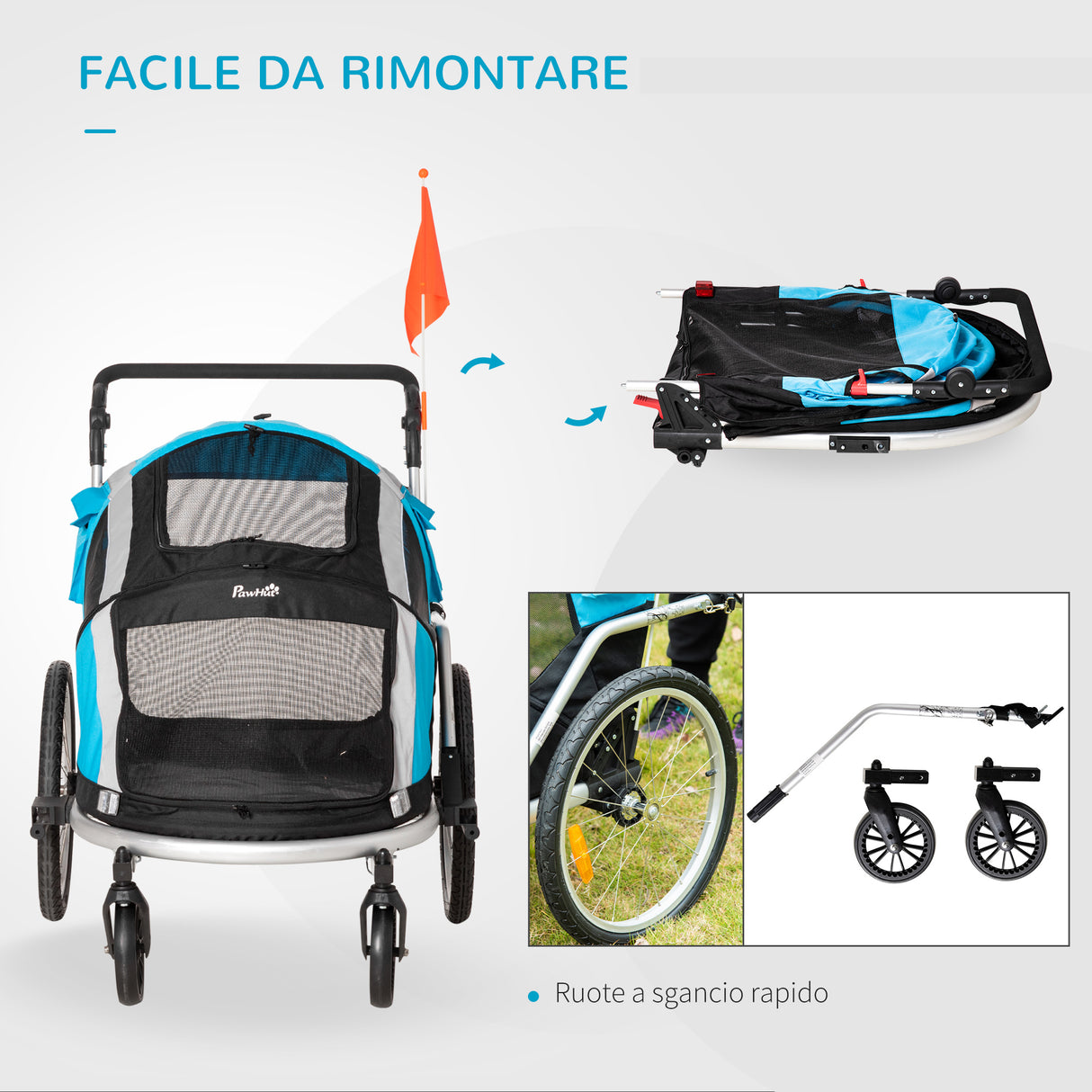 easycomfort easycomfort carrello trasporto cani sotto i 30kg con 2 ingressi finestre a rete e tetto apribile 150x82x98 108cm