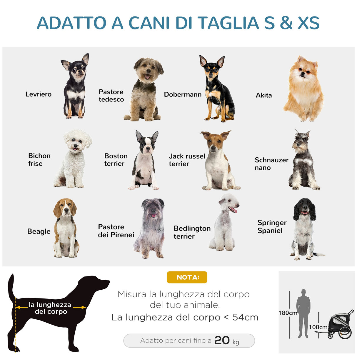 easycomfort easycomfort rimorchio cani con ingresso a cerniera ruote e bandiera in acciaio e tessuto oxford grigio nero argento