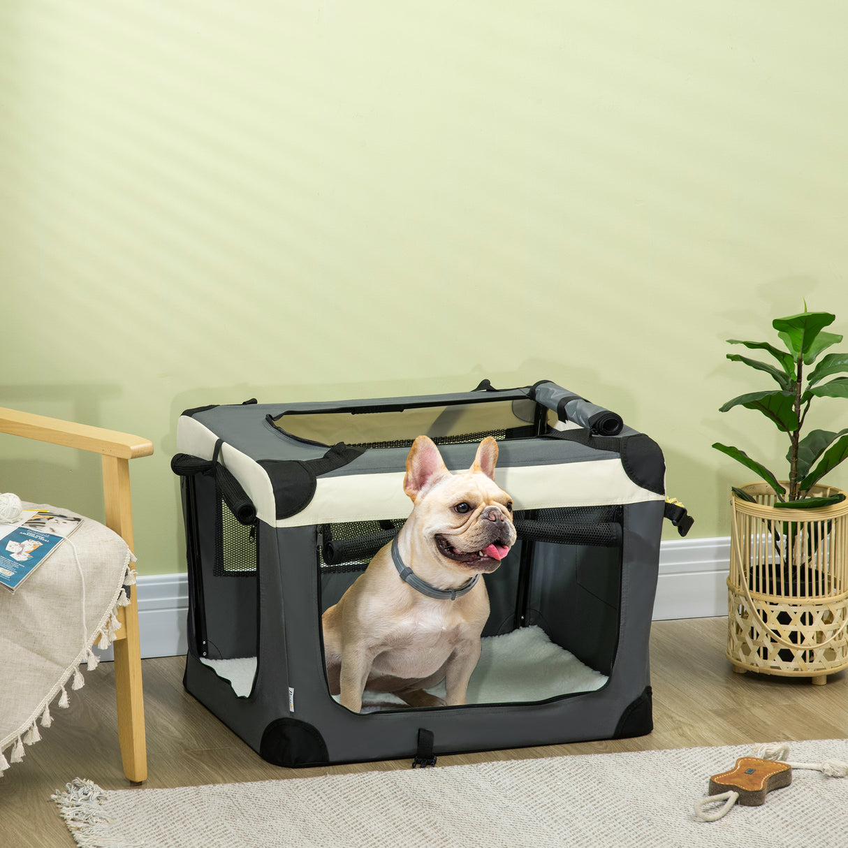 easycomfort easycomfort trasportino per cani e gatti fino 4kg pieghevole con 3 aperture e cuscino 70x51x50cm grigio