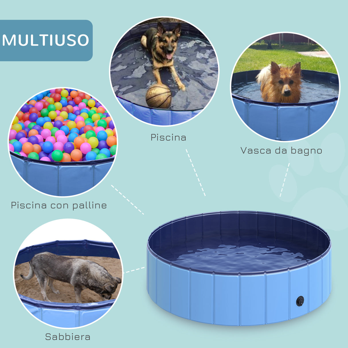 easycomfort easycomfort piscina in plastica bordo stabile per cani animali domestici blu 120x30cm ean 8054111848930