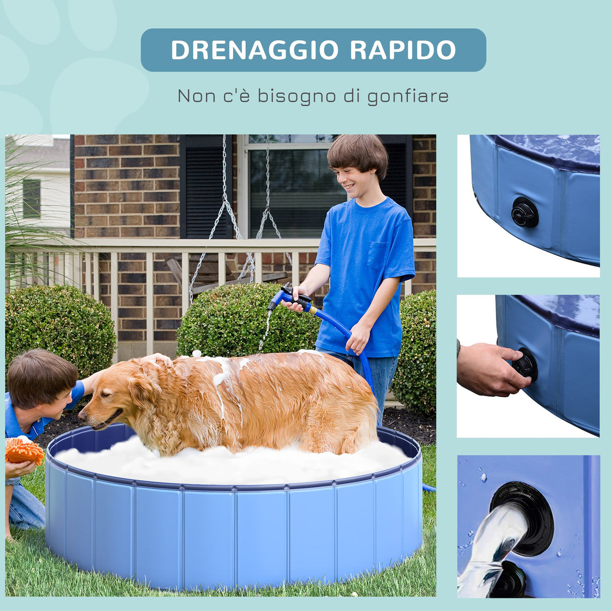 easycomfort easycomfort piscina in plastica bordo stabile per cani animali domestici blu 120x30cm ean 8054111848930