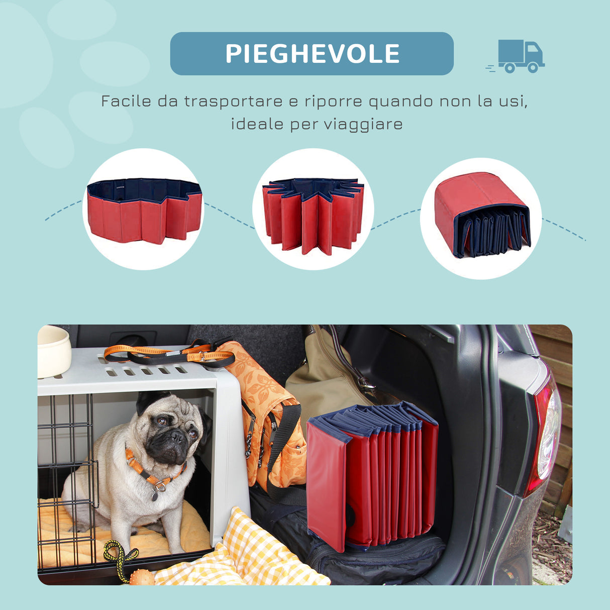 easycomfort easycomfort piscina vasca da bagno portatile pieghevole per cani animali domestici in pvc 140 x 30cm rosso ean 8054144134055