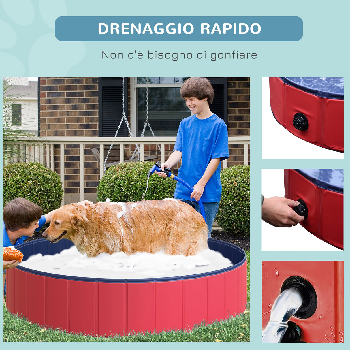 easycomfort easycomfort piscina vasca da bagno portatile pieghevole per cani animali domestici in pvc 140 x 30cm rosso ean 8054144134055