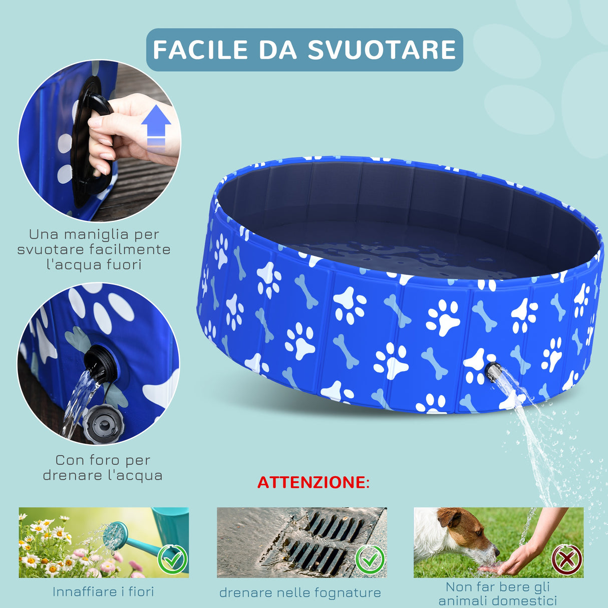 easycomfort easycomfort piscina rigida per cani taglia piccola 35kg in plastica dura e antiscivolo per giardino o interni blu 100x30cm ean 8054144131511
