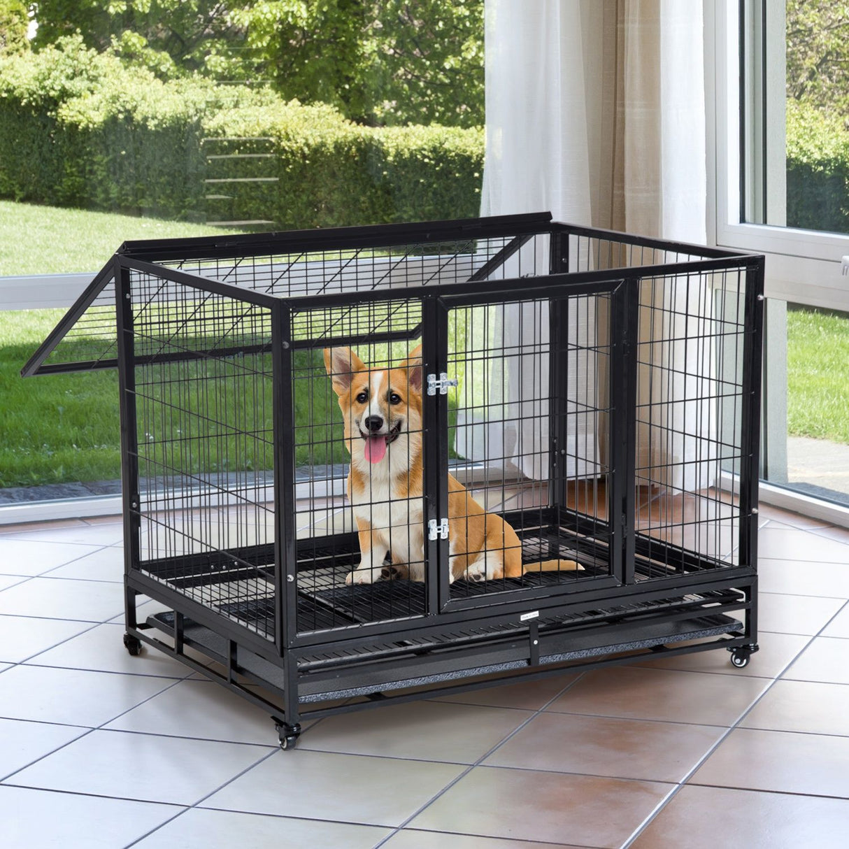 easycomfort easycomfort gabbia box per cani cuccioli da interno esterno con rotelle 926275cm ean 8054144137568