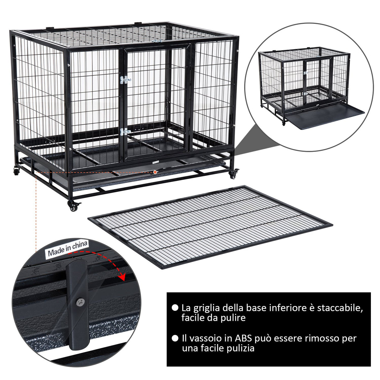 easycomfort easycomfort gabbia box per cani cuccioli da interno esterno con rotelle 926275cm ean 8054144137568