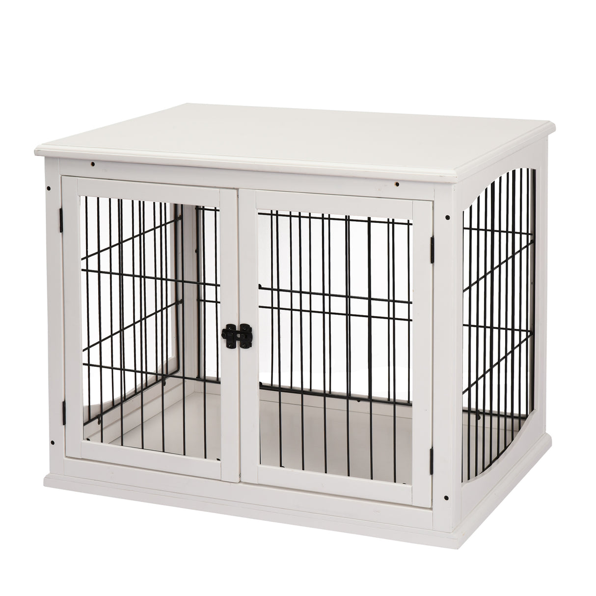 easycomfort easycomfort casetta per cani fino 30kg da interno in legno e acciaio 58.5x81x 66cm bianco