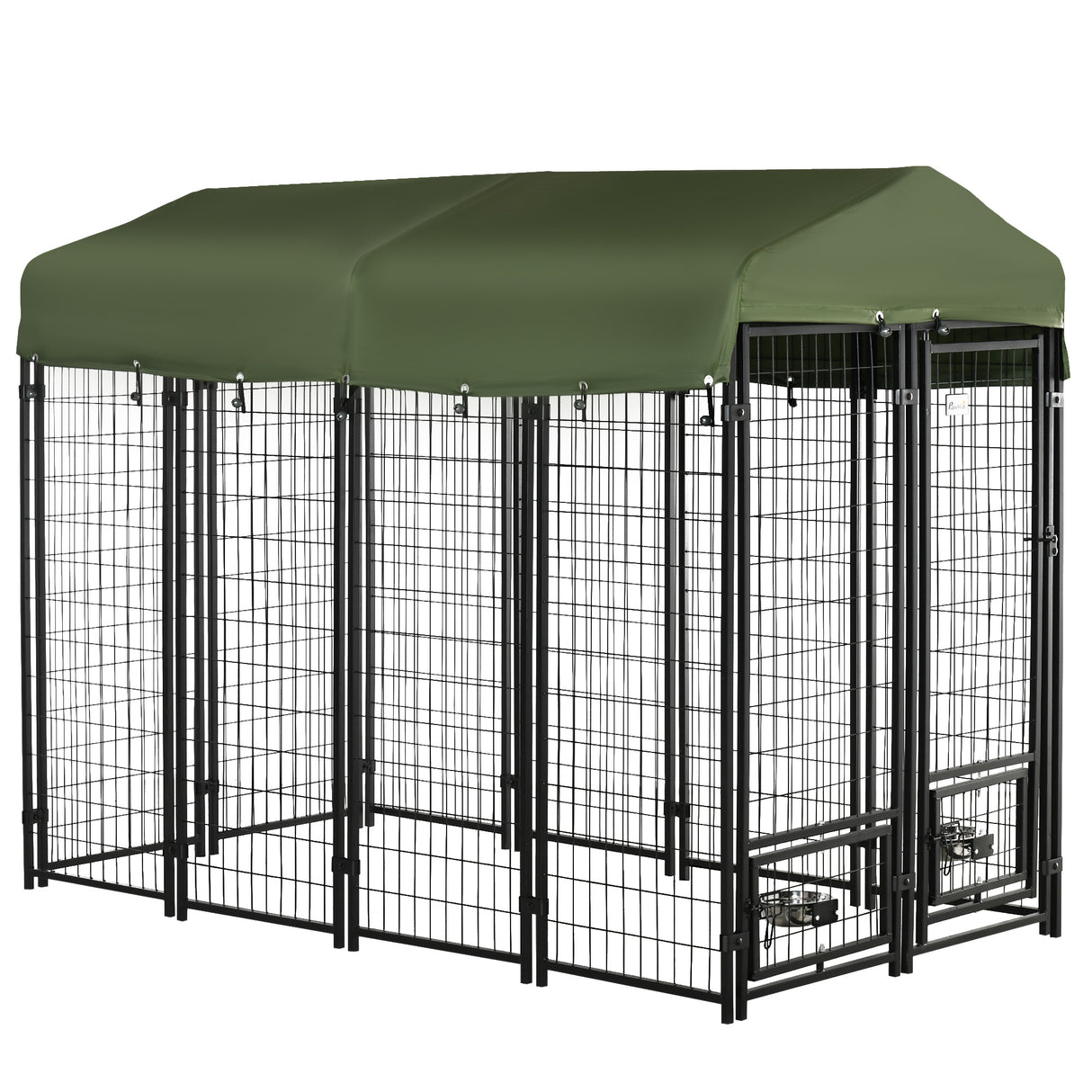 easycomfort easycomfort kennel per cani in acciaio per interni ed esterni con tettuccio in tessuto oxford e 2 ciotole 244x122x183 cm
