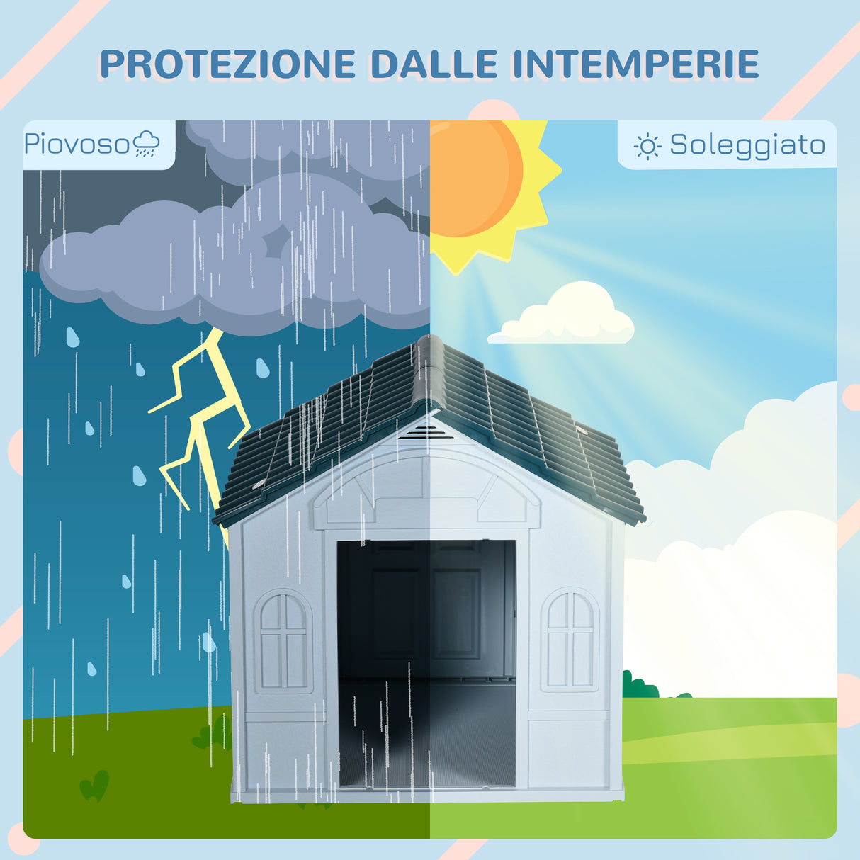 easycomfort easycomfort cuccia per cani di taglia media e piccola max 20kg in pp impermeabile 65x75.7x63 cm blu