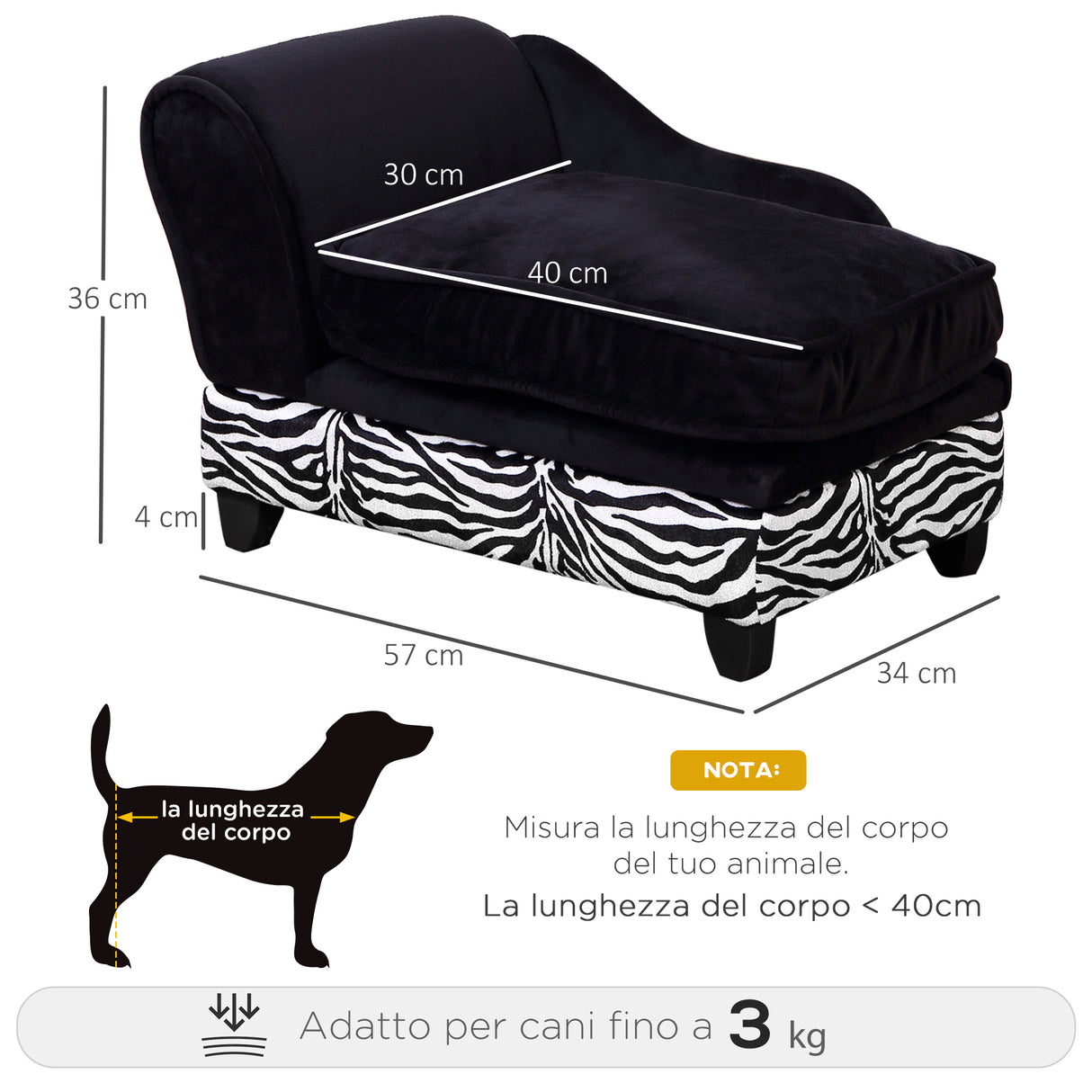 easycomfort easycomfort divanetti per cani per animali domestici con vano portaoggetti nero e bianco 57x34x36cm ean 8054144137209