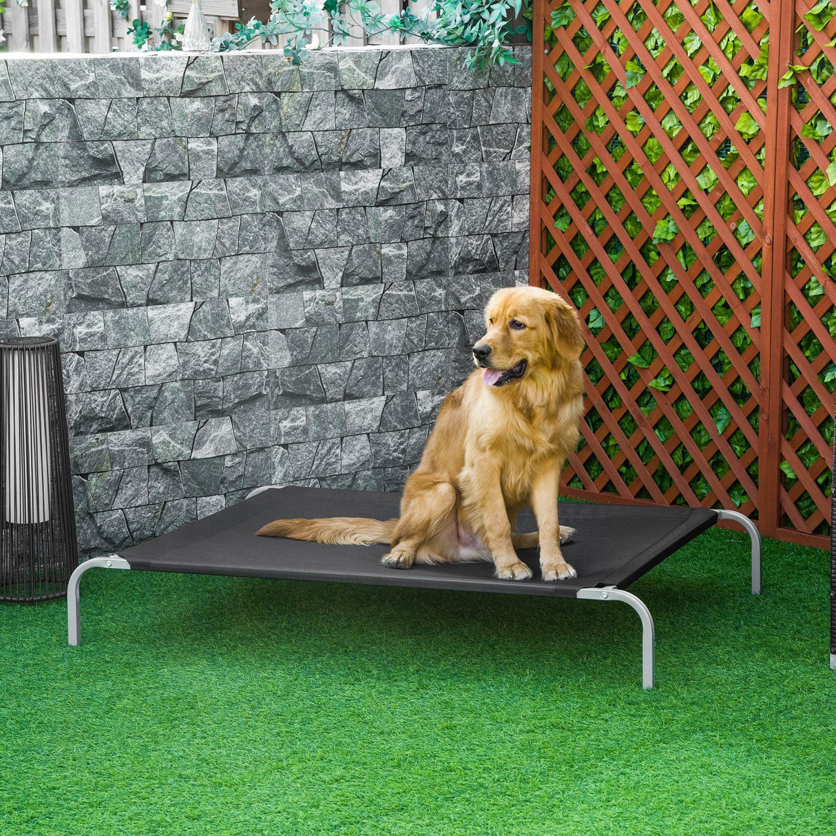 easycomfort easycomfort lettino per cani da interno ed esterno capacita fino a 32kg con tessuto traspirante 130x90x20cm nero