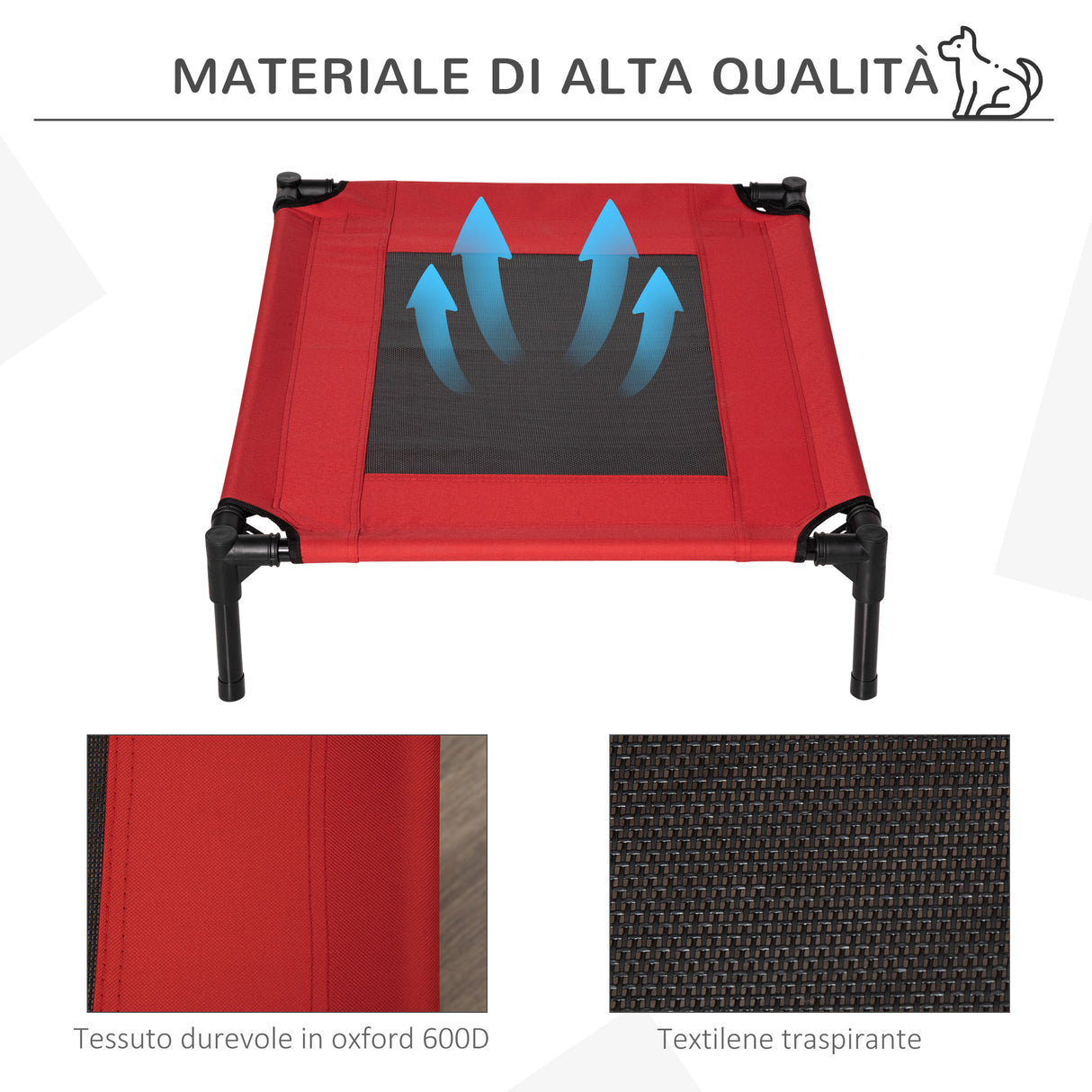 easycomfort easycomfort cuccia estiva brandina per cani fino a 18kg da esterno e interno lettino per animali 76x61x18cm rosso