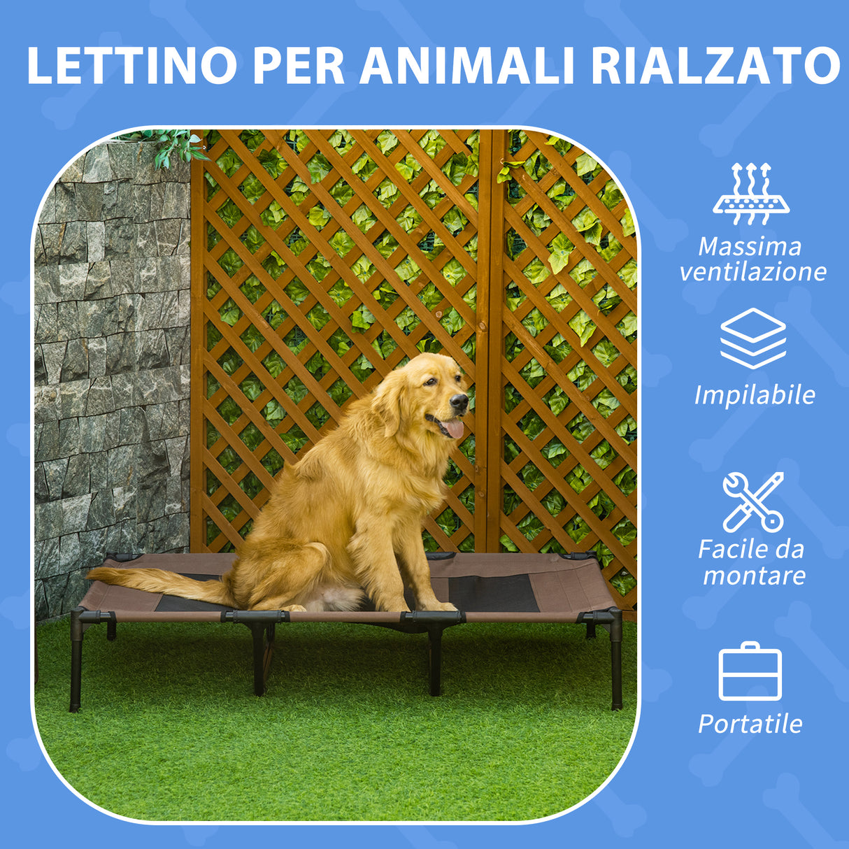 easycomfort easycomfort brandina lettino per cani pieghevole in metallo e tessuto oxford con sacca di trasporto 122x92x23cm marrone e nero ean 8054111847766