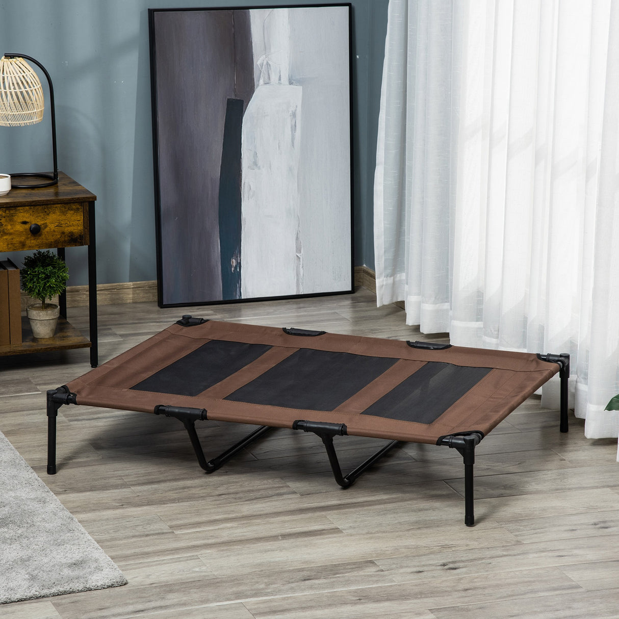 easycomfort easycomfort brandina lettino per cani pieghevole in metallo e tessuto oxford con sacca di trasporto 122x92x23cm marrone e nero ean 8054111847766