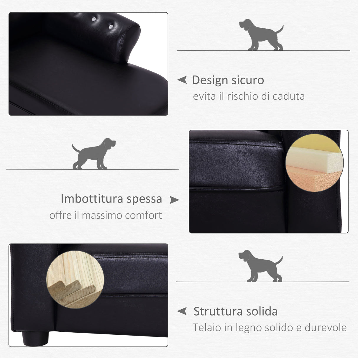 easycomfort easycomfort divanetti per cani chaise longue ottomana per animali nero 82.5x45x41.5cm ean 8054144139692