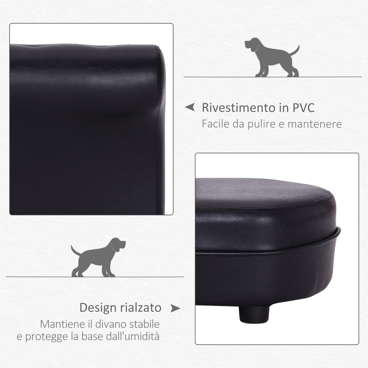 easycomfort easycomfort divanetti per cani chaise longue ottomana per animali nero 82.5x45x41.5cm ean 8054144139692