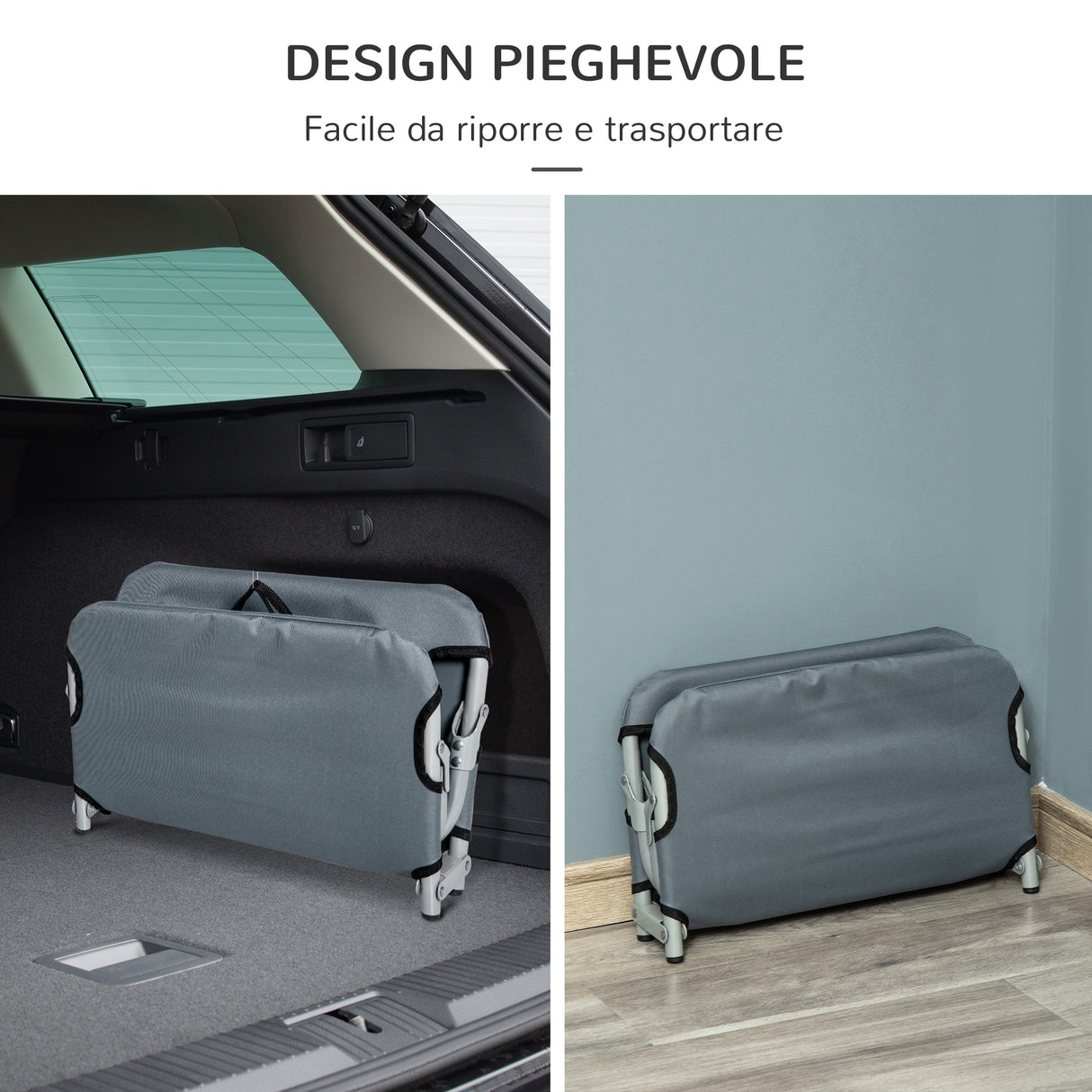easycomfort easycomfort lettino per cani pieghevole in acciaio e tessuto oxford per interni ed esterni 59x46x15cm grigia
