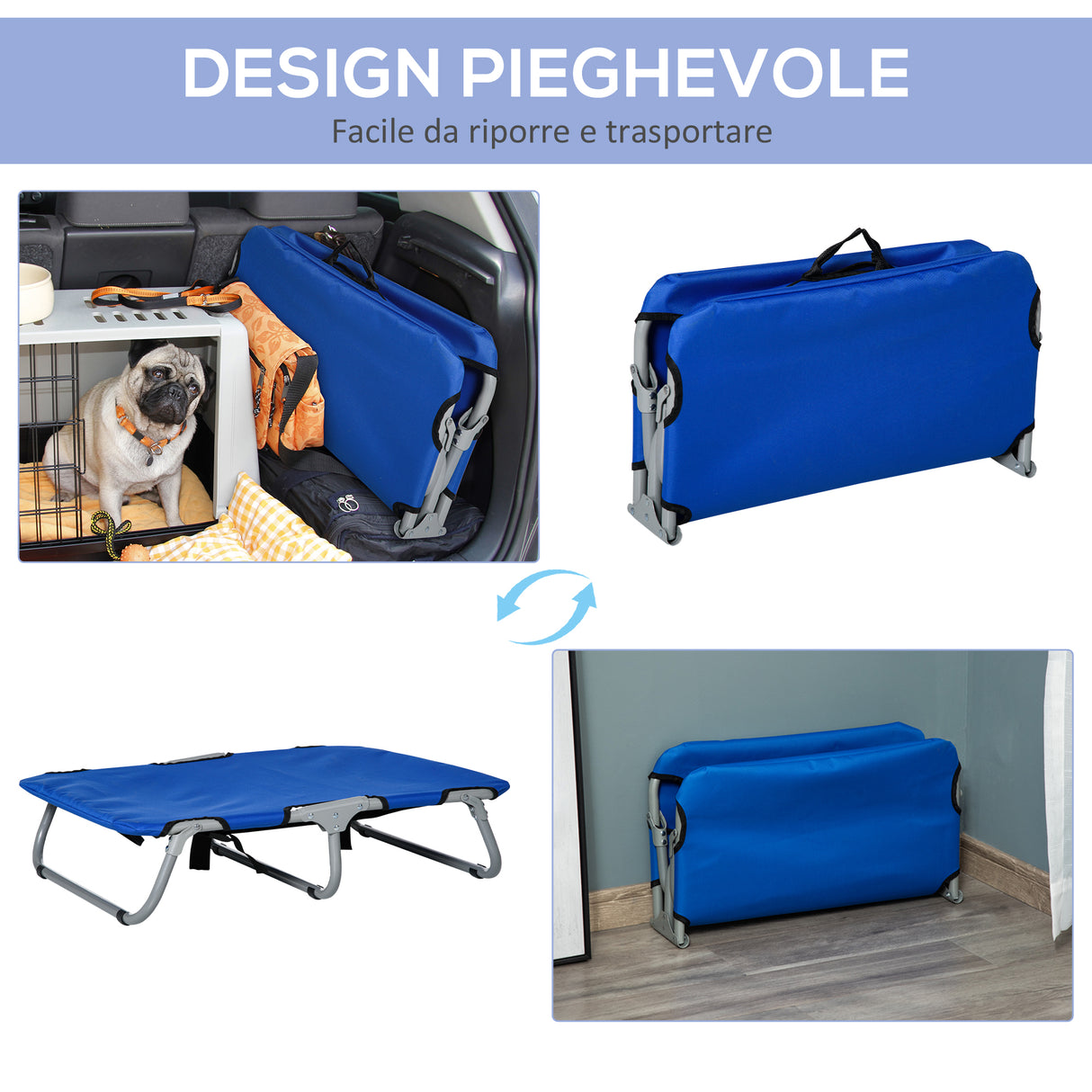 easycomfort easycomfort brandina pieghevole per cani in tessto oxford blu 71x58x18cm ean 8054111842211
