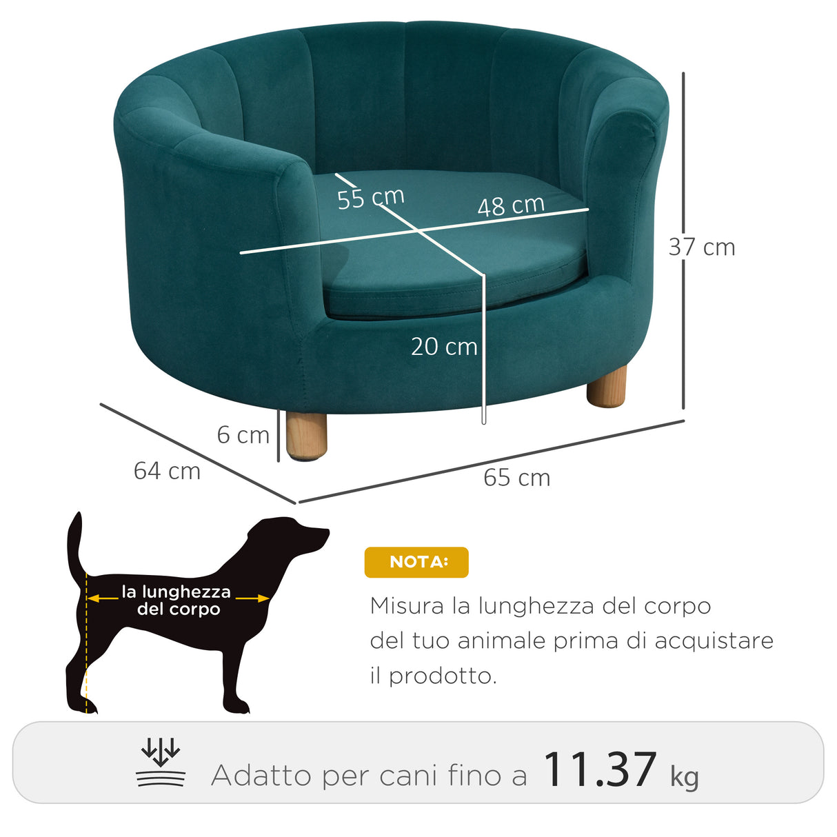 easycomfort easycomfort divano per cani imbottito con schienale e cuscino rimovibile cuccia per gatto da interno 65x64x37cm verde ean 8055776912684