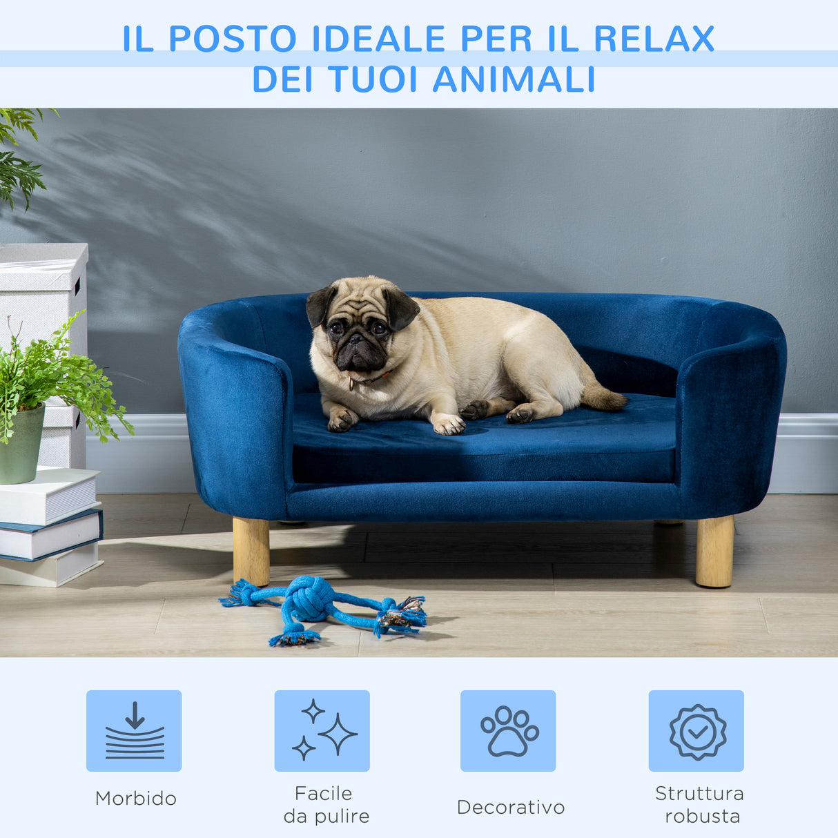 easycomfort easycomfort cuccia da interni divano per gatti o cani di taglia piccola e media in velluto blu