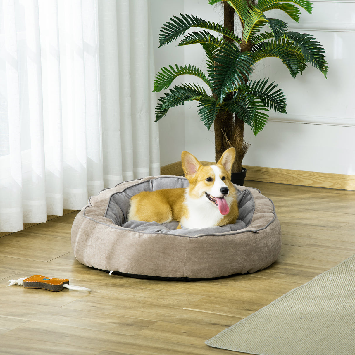 easycomfort easycomfort cuccia per cani e gatti imbottita con cuscino e bordi rialzati lettino per animali rivestimento in tessuto 85x85x35cm grigio