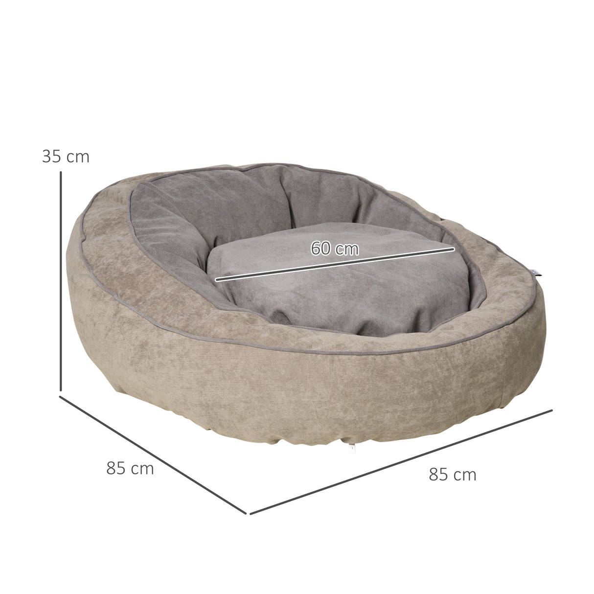 easycomfort easycomfort cuccia per cani e gatti imbottita con cuscino e bordi rialzati lettino per animali rivestimento in tessuto 85x85x35cm grigio