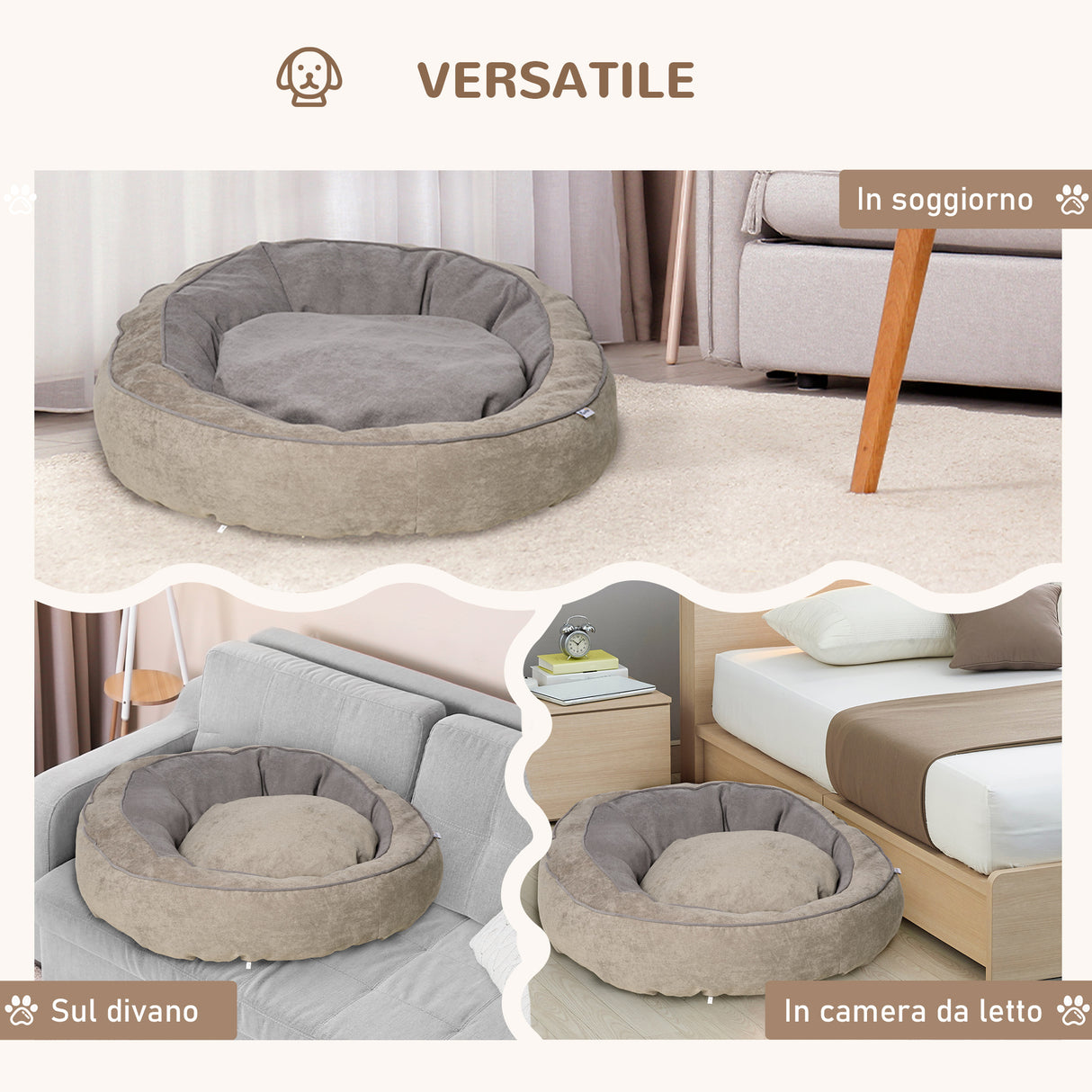 easycomfort easycomfort cuccia per cani e gatti imbottita con cuscino e bordi rialzati lettino per animali rivestimento in tessuto 85x85x35cm grigio
