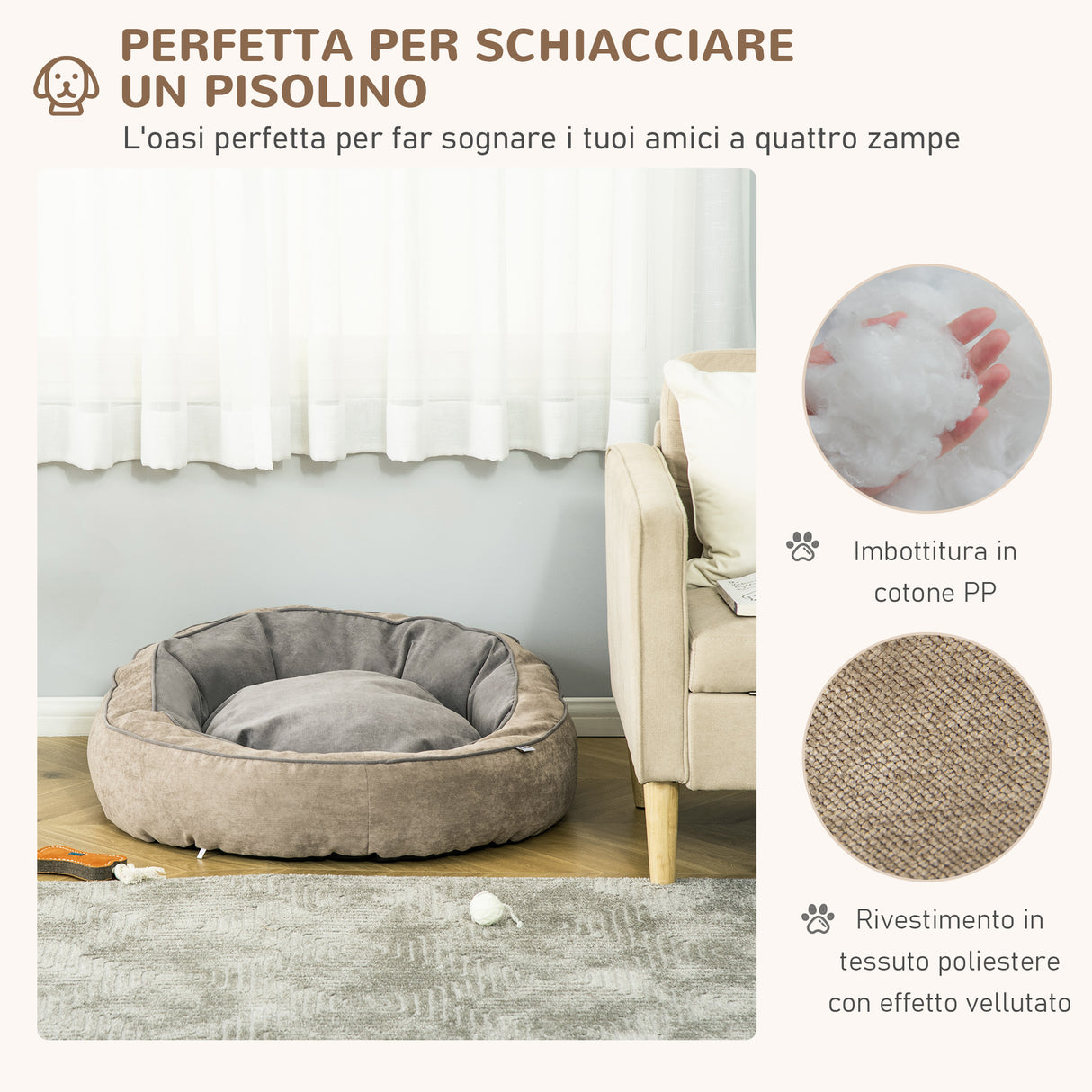 easycomfort easycomfort cuccia per cani e gatti imbottita con cuscino e bordi rialzati lettino per animali rivestimento in tessuto 85x85x35cm grigio