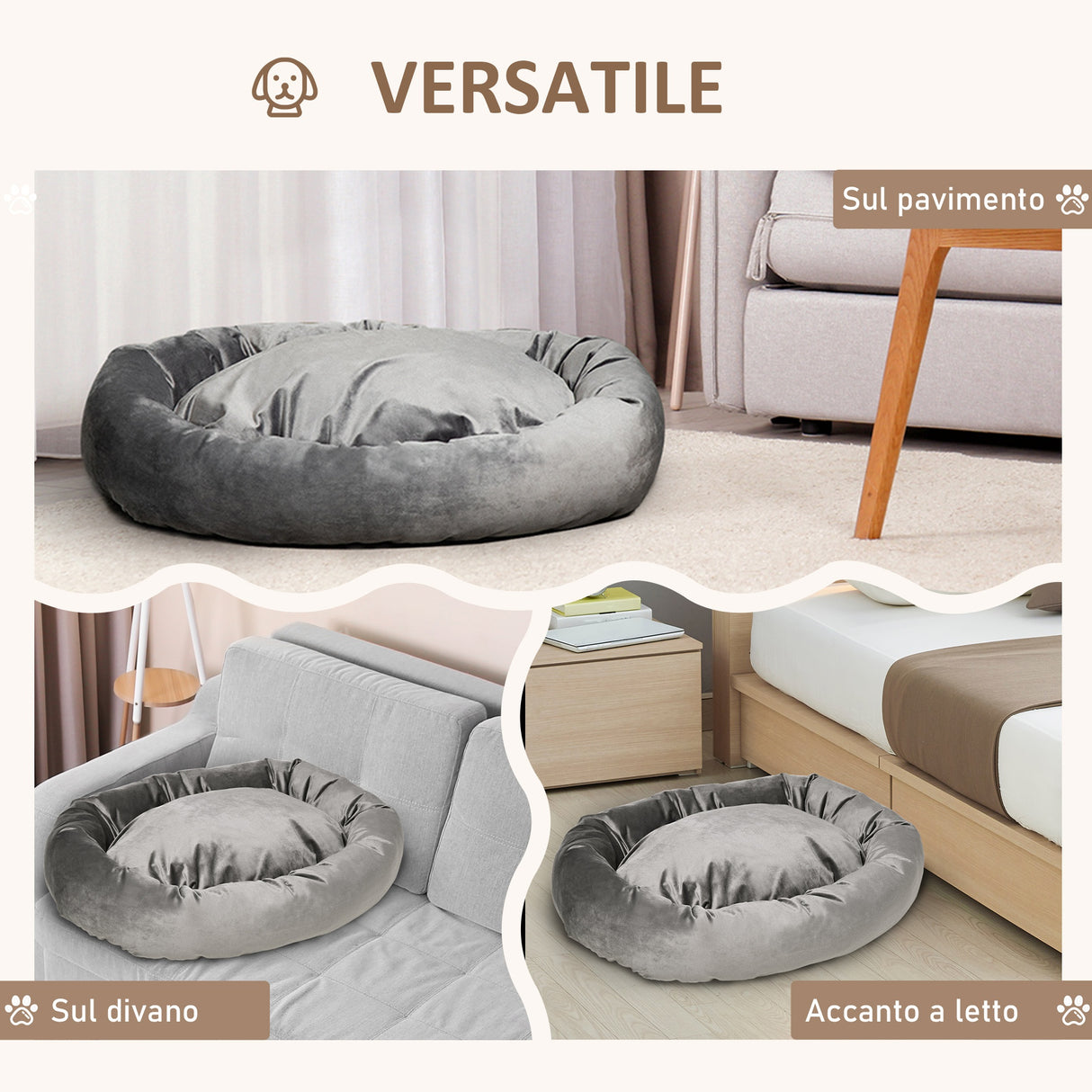 easycomfort easycomfort cuccia per cani imbottita con bordi rialzati e cuscino rivestimento in velluto sfoderabile 132x89x28cm grigio scuro